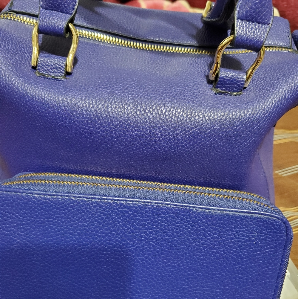 Dark purple handbag and wallet